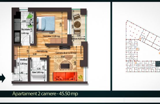 Apartament 2 Camere A 43