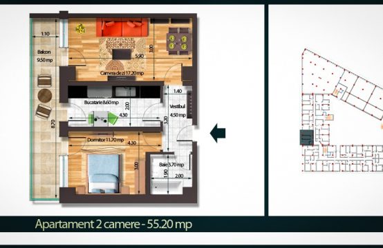 Apartament 2 Camere B 55