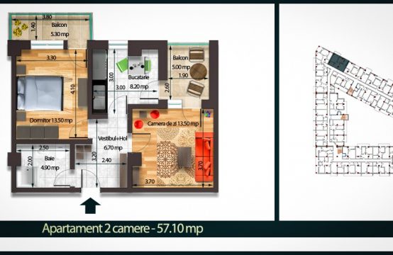 Apartament 2 Camere C 57